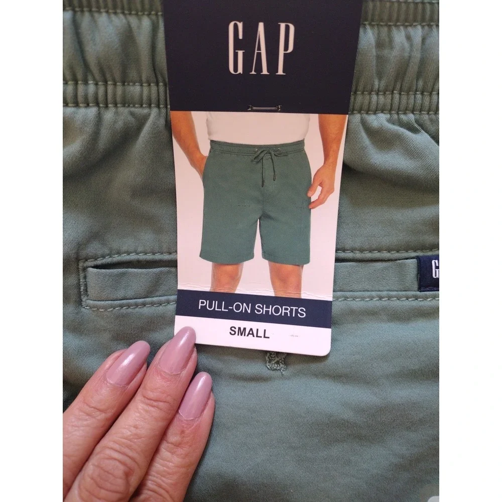 Gap Shorts Men S Green Pull‎ On 6.5 Inseam Elasticized Waistband Stretch Twill